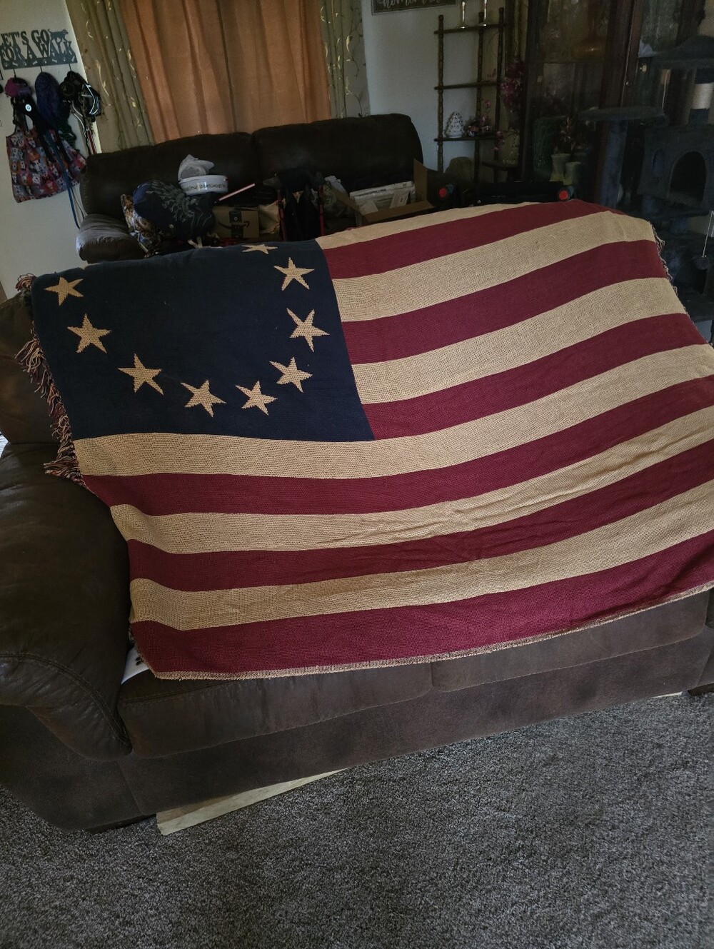 Betsy Ross Patriotic Star & Stripe Throw Blanket - Red, Cream & Navy - Picture 3 of 5